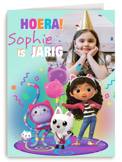 Gabbys Dollhouse Hoera fotokaart