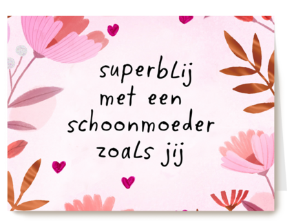 Moederdagkaart Roze Superblij met een schoonmoeder als jij