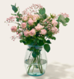Brievenbusbloemen Ombre Rosa met Leonidas Chocolade Bonbons Hartjes 