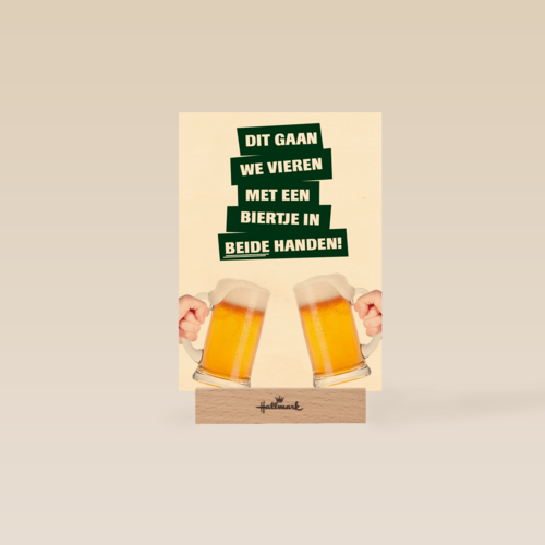 dit gaan we vieren met een biertje kaart