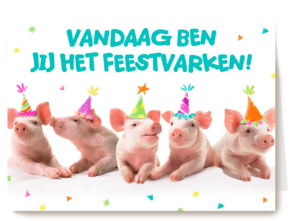 vijf feestvarkens op een rij