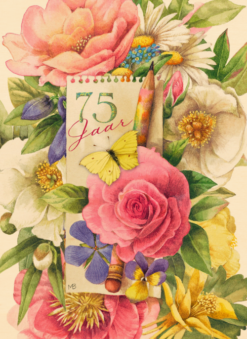 vijfenzeventig jaar met bloemen