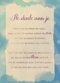 Beterschapskaart Ik denk aan je More than words