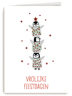 Kerstkaart Hip Pinguins Vrolijke feestdagen