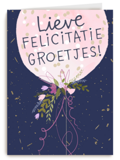 Gefeliciteerd kaart vrouw lieve felicitatiegroetjes
