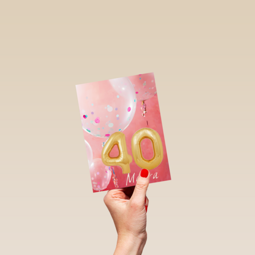 verjaardag kaart leeftijden 40 vrouw ballonnen