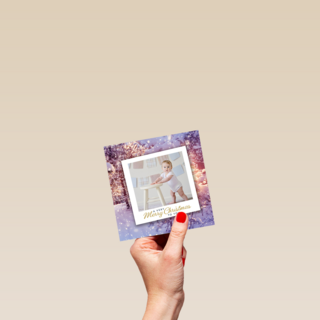 Kerst fotokaart stijlvol baby met kruk