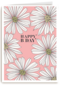 Verjaardagskaart roze met witte bloemen