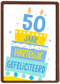 Verjaardagskaart leeftijden 50 jaar taart