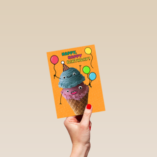 Verjaardagskaart ijsje Happy Birthday