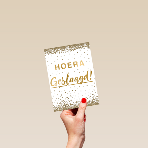 geslaagd kaart hoera geslaagd gouden letters