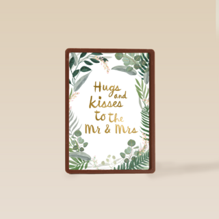 Trouwdagkaart Hugs and kisses to the Mr and Mrs Jungle style