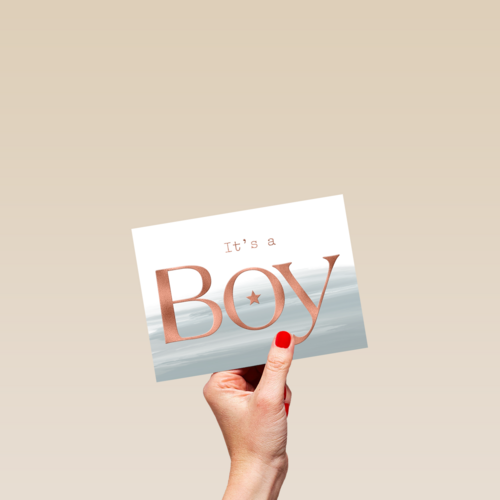 its a boy with metallic text