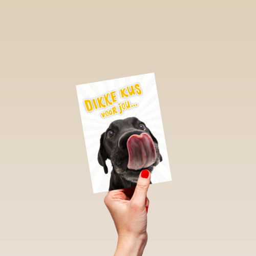 Beterschapskaart Lieve hond Dikke kus voor jou
