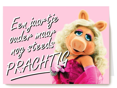 Miss Piggy kaart een jaartje ouder