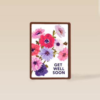 Beterschapskaart vrouw Bloemen Get well soon Engels