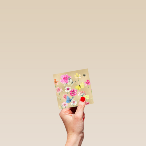 Kaart flowers by Marjolein Bastin goud vlinders blanco