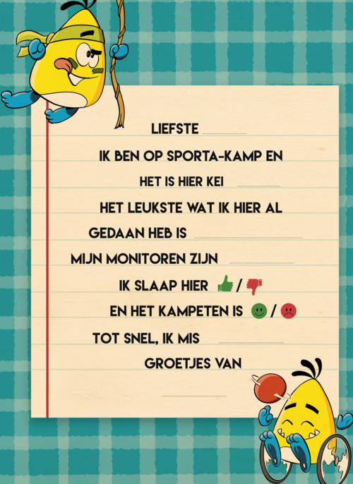 Sporta op kamp kaart lijstje