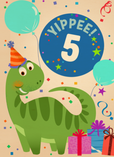 Verjaardagskaart dino yippee leeftijd