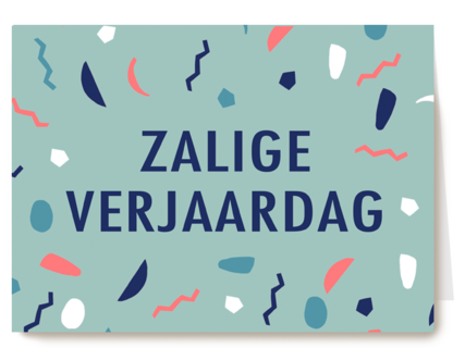 zalige verjaardag met confetti