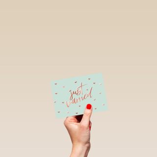 just married with metallic text