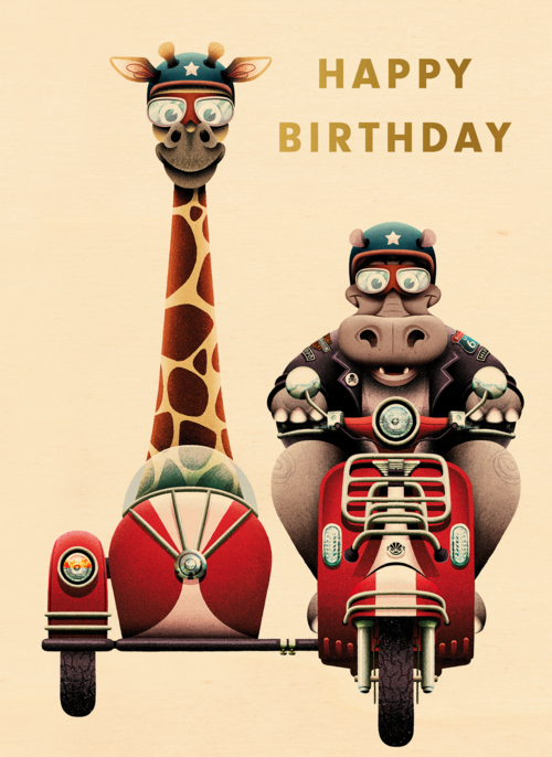 folio happy birthday from hippo and giraffe