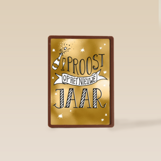 nieuwjaarskaart hip goud proost op het nieuwe jaar