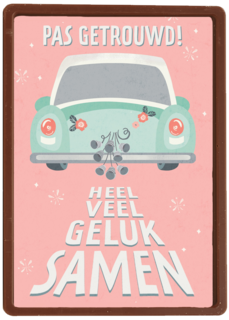 Trouwkaart Pas getrouwd auto