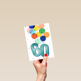 Verjaardagskaart 60 met ballonnen