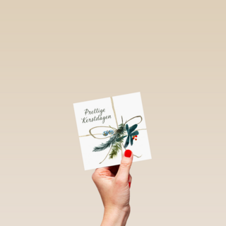 Kerstkaart klassiek kersttak met strik