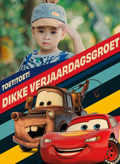Cars verjaardagskaart foto McQueen en Takel