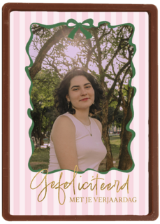 Verjaardagskaart gefeliciteerd strikje roze