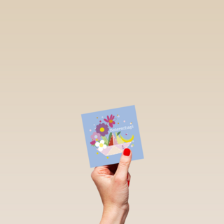 Beterschap kaart papieren bootje met bloemen