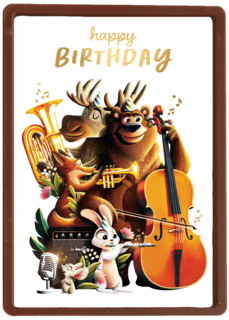 Folio verjaardagskaart dieren orkest