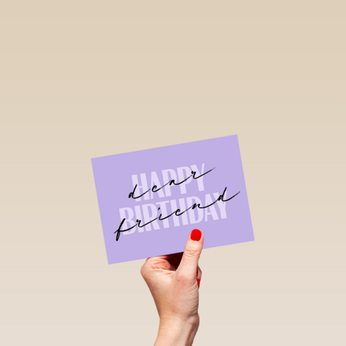 happy birthday dear friend on purple