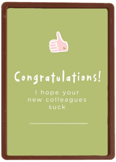 nieuwe baan kaart grappig collegas