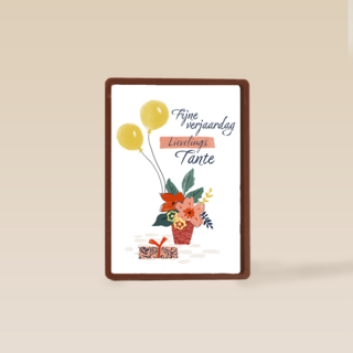 een bloemetje met ballonnen voor een tante
