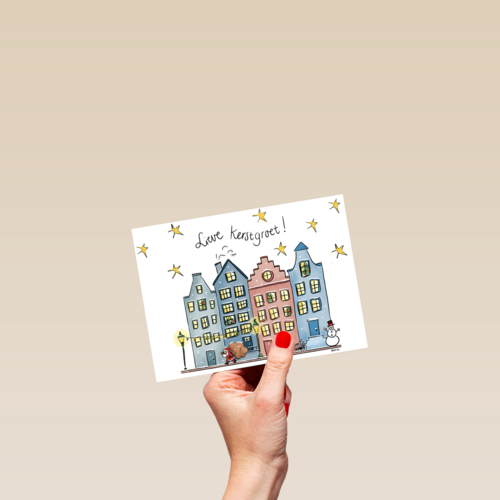 Kerstkaart getekend Lieve kerstgroet