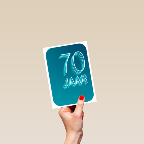 Verjaardagskaart 70 jaar blauw groen