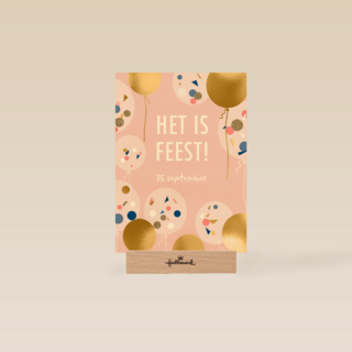 Uitnodiging feest of housewarming gouden ballonnen