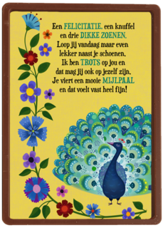 Compliment kaart trots als een pauw mijlpaal