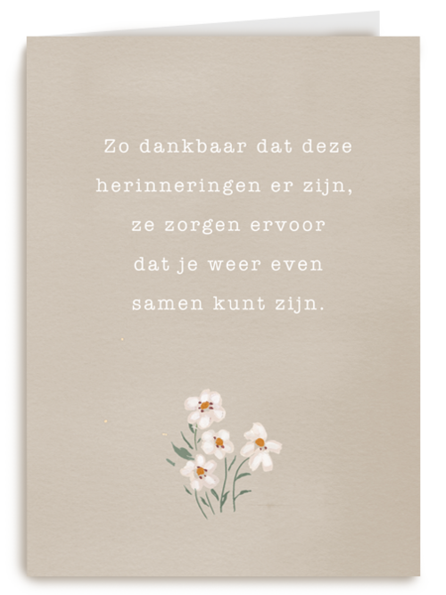condoleancekaart met bloemen op kraft