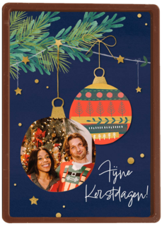 fotokaart voor kerst met kerstballen