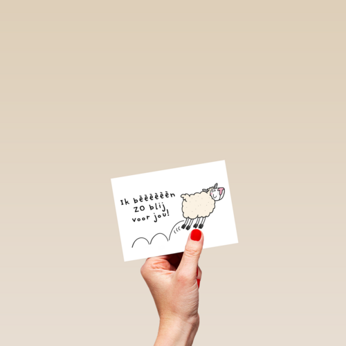 Felicitatie kaart man vrouw grappig ik beeeen zo blij voor jou