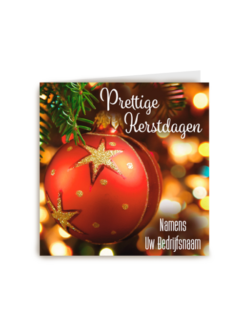 zakelijke kerstkaart met rode kerstbal