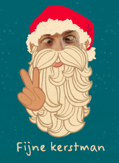 grappige fotokerstkaart met kerstman