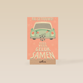 Trouwkaart Pas getrouwd auto