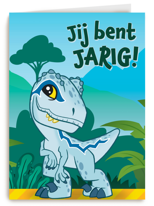 Blauwe dino verjaardagskaart
