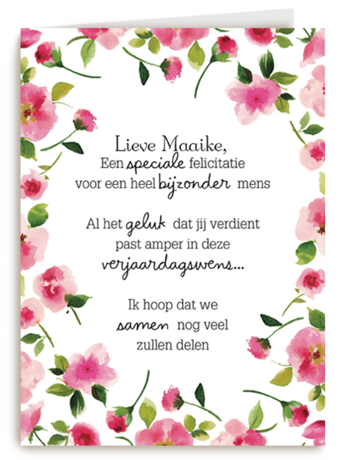 een heel erg bijzondere felicitatie