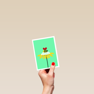 Zomaar kaartje bloem met bij